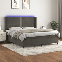 Letto a Molle con Materasso e LED Grigio Scuro 160x200 cmcod mxl 123375