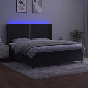 Letto a Molle con Materasso e LED Nero 160x200 cm in Velluto 3139513