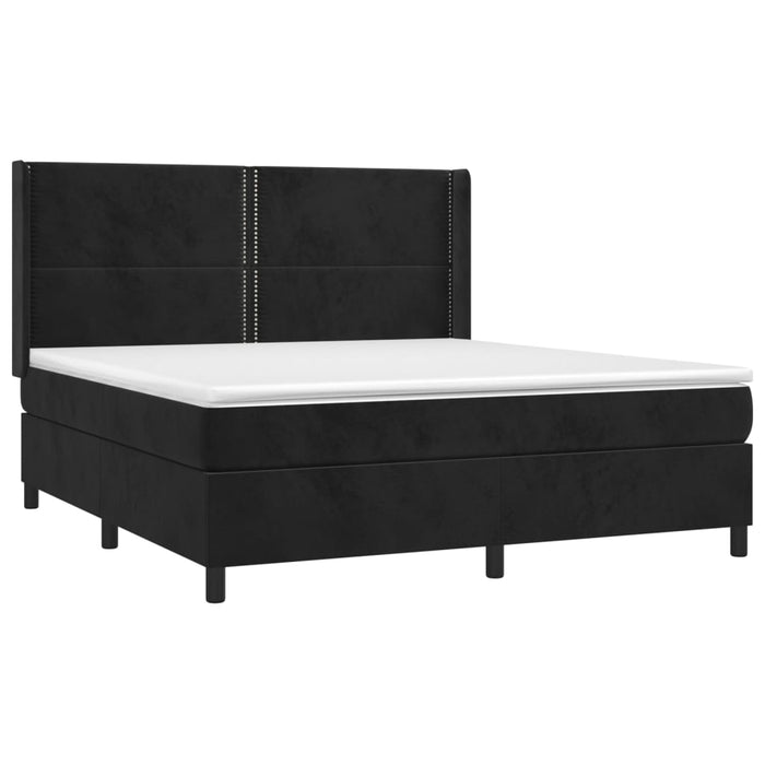 Letto a Molle con Materasso e LED Nero 160x200 cm in Velluto 3139513