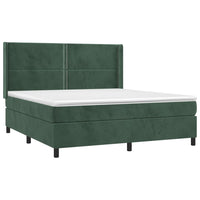 Letto a Molle con Materasso e LED Verde Scuro 160x200cm Velluto 3139514