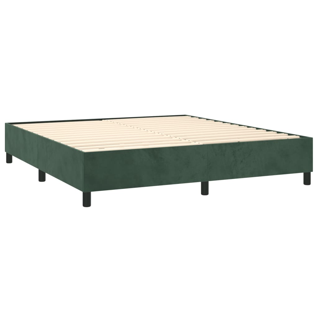 Letto a Molle con Materasso e LED Verde Scuro 160x200cm Velluto 3139514