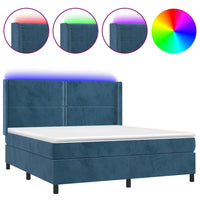 Letto a Molle con Materasso e LED Blu Scuro 160x200 cm 3139515