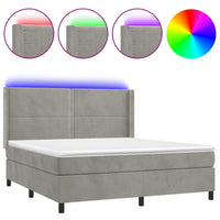 Letto a Molle Materasso e LED Grigio Chiaro 180x200 cm Velluto 3139517