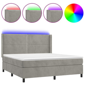 Letto a Molle Materasso e LED Grigio Chiaro 180x200 cm Vellutocod mxl 99430