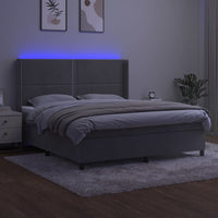 Letto a Molle Materasso e LED Grigio Chiaro 180x200 cm Vellutocod mxl 99430