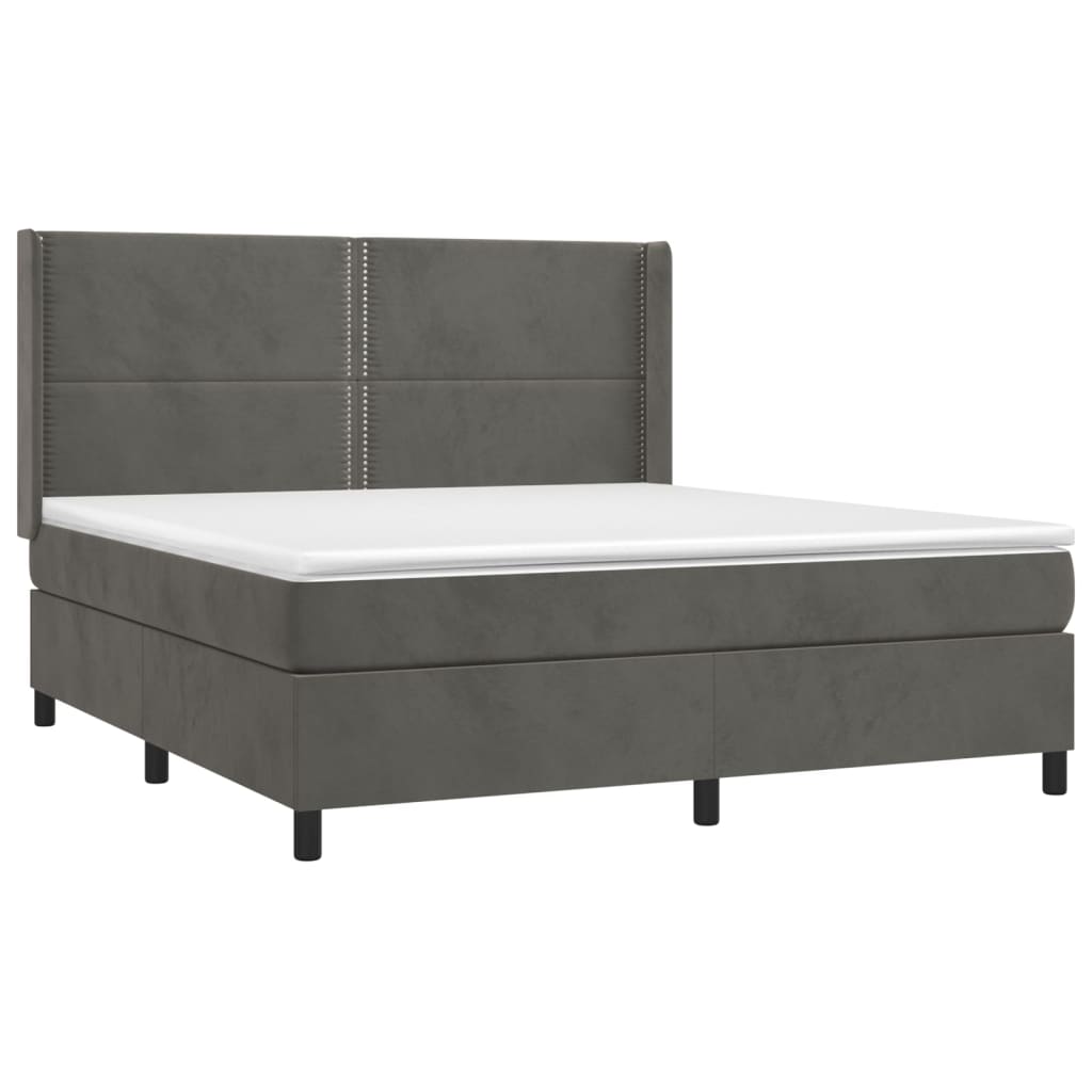 Letto a Molle con Materasso e LED Grigio Scuro 180x200 cm 3139518