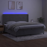 Letto a Molle Materasso e LED Grigio Chiaro 200x200 cm Velluto 3139523