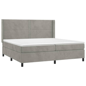 Letto a Molle Materasso e LED Grigio Chiaro 200x200 cm Velluto 3139523