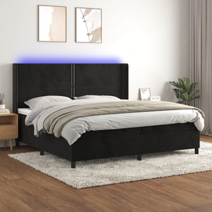 Letto a Molle con Materasso e LED Nero 200x200 cm in Velluto cod mxl 55242