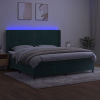 Letto a Molle con Materasso e LED Verde Scuro 200x200cm Velluto cod mxl 54558