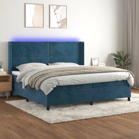 Letto a Molle con Materasso e LED Blu Scuro 200x200 cm cod mxl 54556