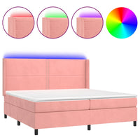 Letto a Molle con Materasso e LED Rosa 200x200 cm in Velluto cod mxl 33851