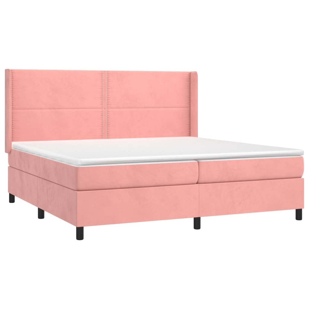 Letto a Molle con Materasso e LED Rosa 200x200 cm in Velluto cod mxl 33851