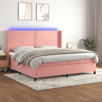 Letto a Molle con Materasso e LED Rosa 200x200 cm in Velluto cod mxl 33851