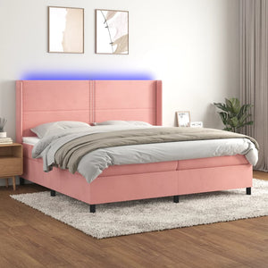 Letto a Molle con Materasso e LED Rosa 200x200 cm in Velluto cod mxl 33851