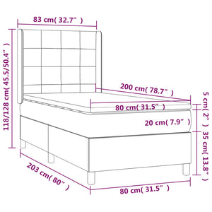 Letto a Molle con Materasso e LED Blu Scuro 80x200cm in Velluto 3139533