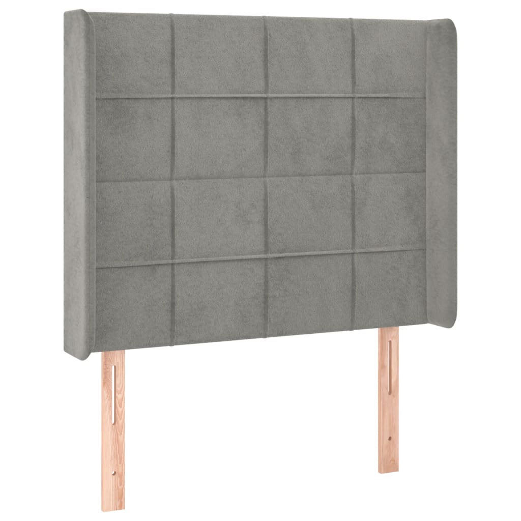 Letto a Molle Materasso e LED Grigio Chiaro 90x190 cm Velluto 3139535