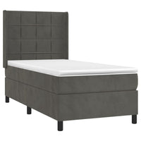 Letto a Molle con Materasso e LED Grigio Scuro 90x190cm Velluto 3139536