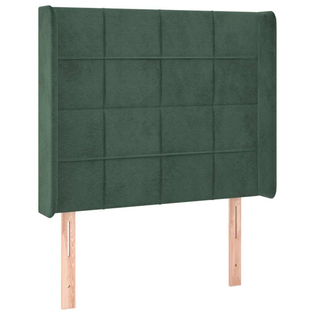 Letto a Molle con Materasso e LED Verde Scuro 90x200cm Velluto 3139544