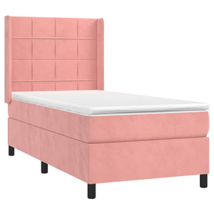 Letto a Molle con Materasso e LED Rosa 100x200 cm in Velluto 3139552