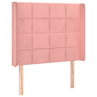 Letto a Molle con Materasso e LED Rosa 100x200 cm in Velluto 3139552