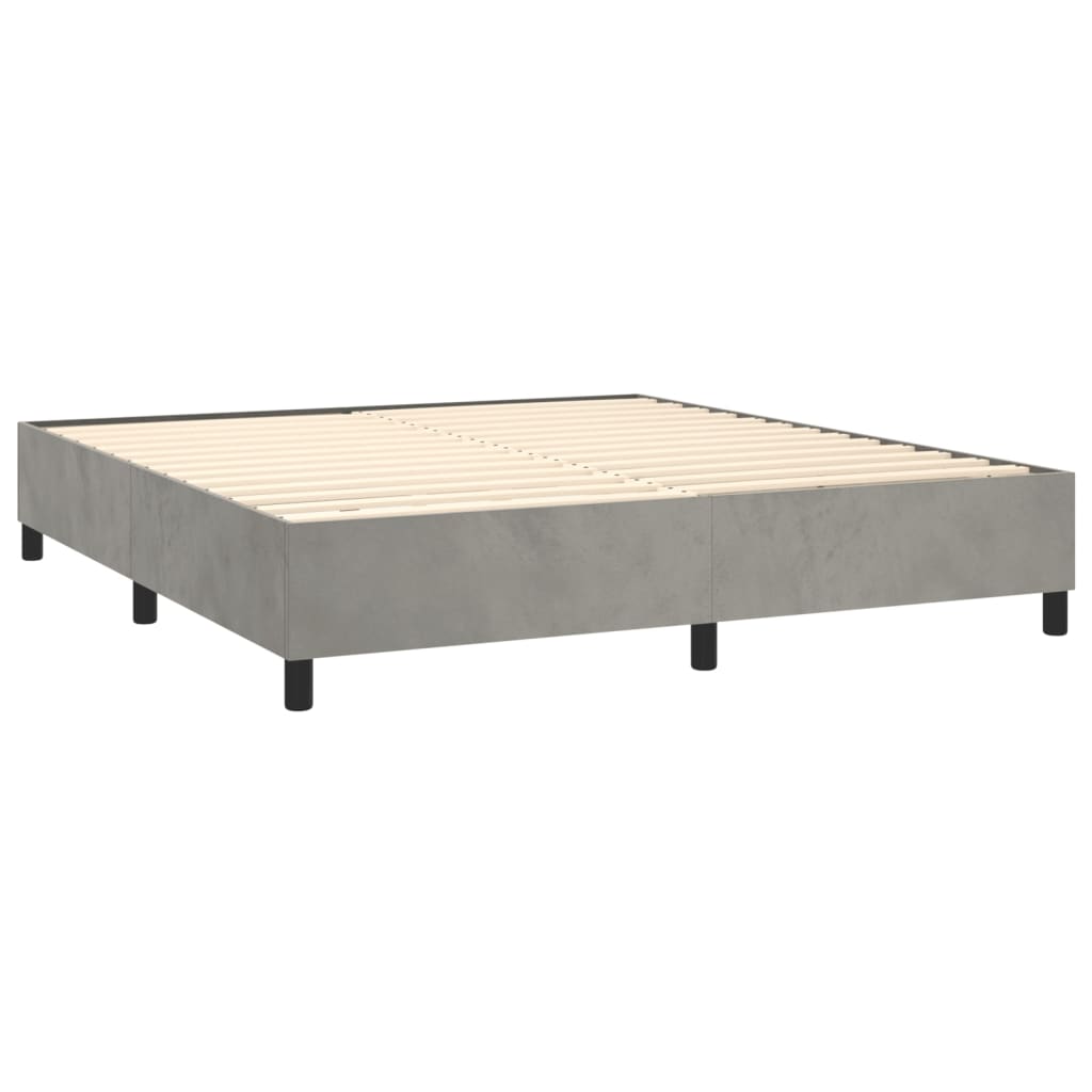 Letto a Molle Materasso e LED Grigio Chiaro 160x200 cm Velluto 3139571