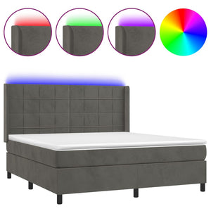 Letto a Molle con Materasso e LED Grigio Scuro 160x200 cm 3139572