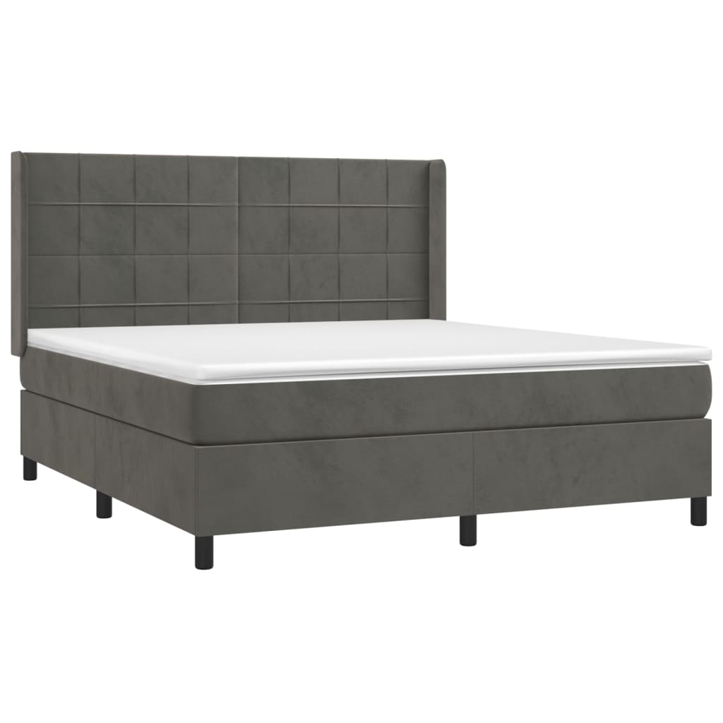 Letto a Molle con Materasso e LED Grigio Scuro 160x200 cm 3139572