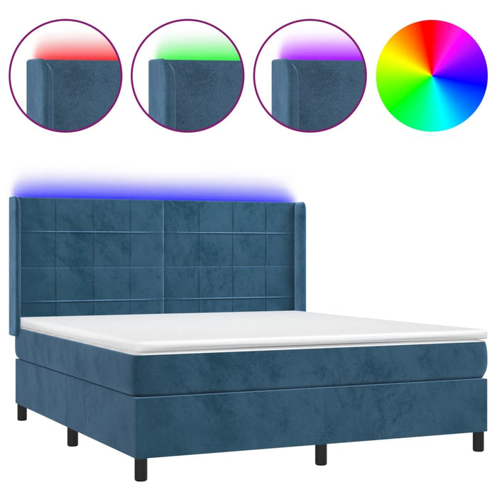 Letto a Molle con Materasso e LED Blu Scuro 160x200 cmcod mxl 79862