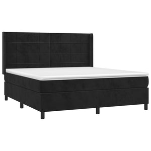 Letto a Molle con Materasso e LED Nero 180x200 cm in Velluto 3139579