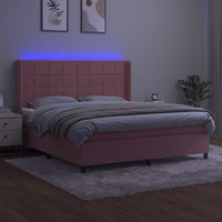 Letto a Molle con Materasso e LED Rosa 180x200 cm in Vellutocod mxl 75615