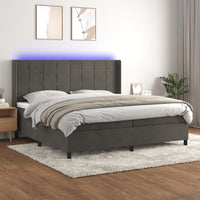 Letto a Molle con Materasso e LED Grigio Scuro 200x200 cm 3139584