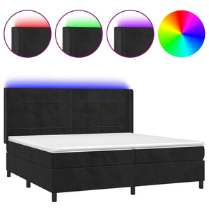 Letto a Molle con Materasso e LED Nero 200x200 cm in Velluto cod mxl 58784