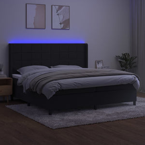 Letto a Molle con Materasso e LED Nero 200x200 cm in Velluto cod mxl 58784