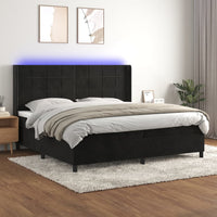 Letto a Molle con Materasso e LED Nero 200x200 cm in Velluto cod mxl 58784