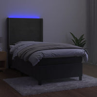 Letto a Molle con Materasso e LED Grigio Scuro 90x190cm Velluto cod mxl 72488