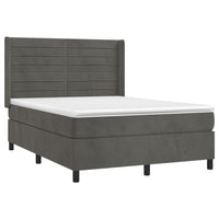 Letto a Molle con Materasso e LED Grigio Scuro 140x200 cm 3139626