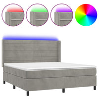 Letto a Molle Materasso e LED Grigio Chiaro 180x200 cm Velluto 3139637