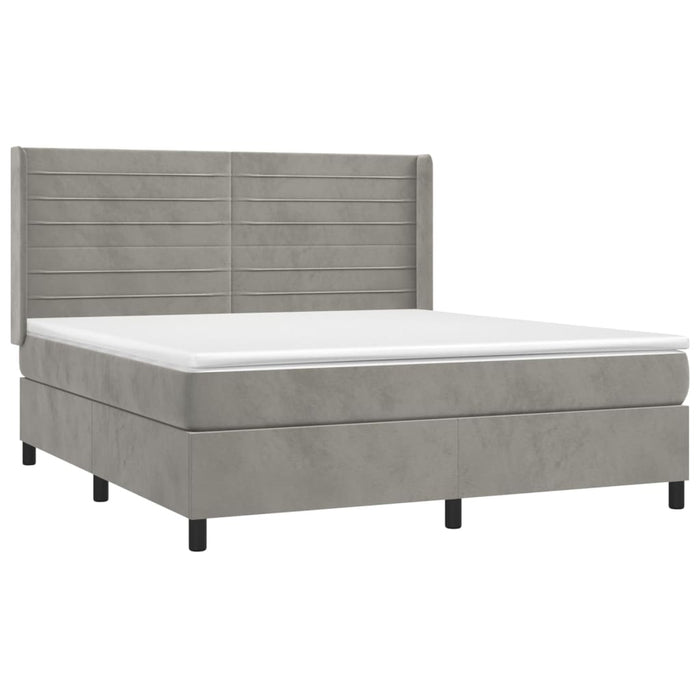 Letto a Molle Materasso e LED Grigio Chiaro 180x200 cm Velluto 3139637