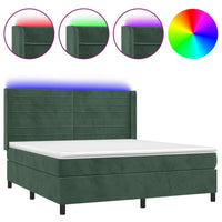 Letto a Molle con Materasso e LED Verde Scuro 180x200cm Velluto 3139640