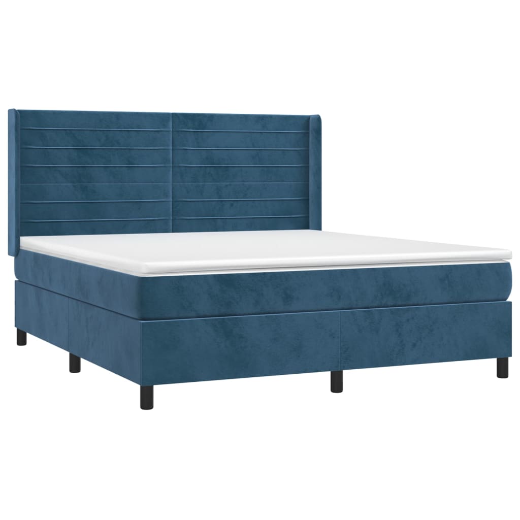 Letto a Molle con Materasso e LED Blu Scuro 180x200 cm 3139641