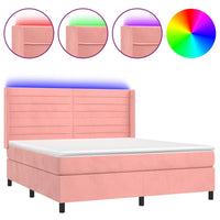 Letto a Molle con Materasso e LED Rosa 180x200 cm in Velluto 3139642