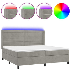 Letto a Molle Materasso e LED Grigio Chiaro 200x200 cm Velluto cod mxl 55097