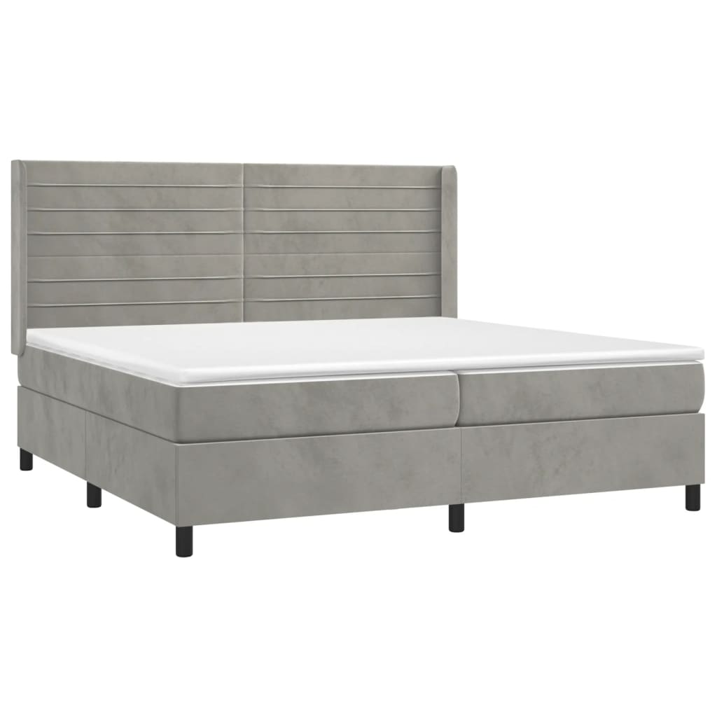 Letto a Molle Materasso e LED Grigio Chiaro 200x200 cm Velluto cod mxl 55097