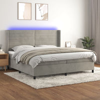 Letto a Molle Materasso e LED Grigio Chiaro 200x200 cm Velluto cod mxl 55097