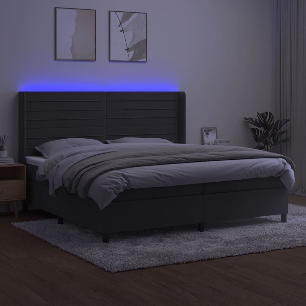 Letto a Molle con Materasso e LED Grigio Scuro 200x200 cm cod mxl 58171