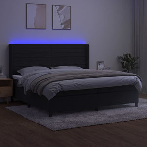 Letto a Molle con Materasso e LED Nero 200x200 cm in Velluto cod mxl 63413