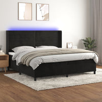 Letto a Molle con Materasso e LED Nero 200x200 cm in Velluto cod mxl 63413