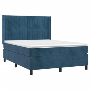 Letto a Molle con Materasso e LED Blu Scuro 140x190 cm 3139683