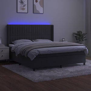 Letto a Molle con Materasso e LED Grigio Scuro 160x200 cm 3139692